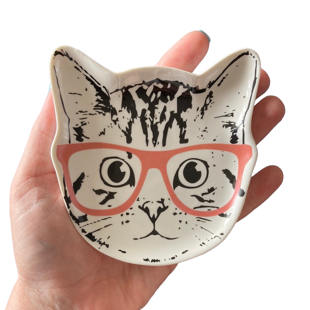 Glasses Cat Trinket Tray