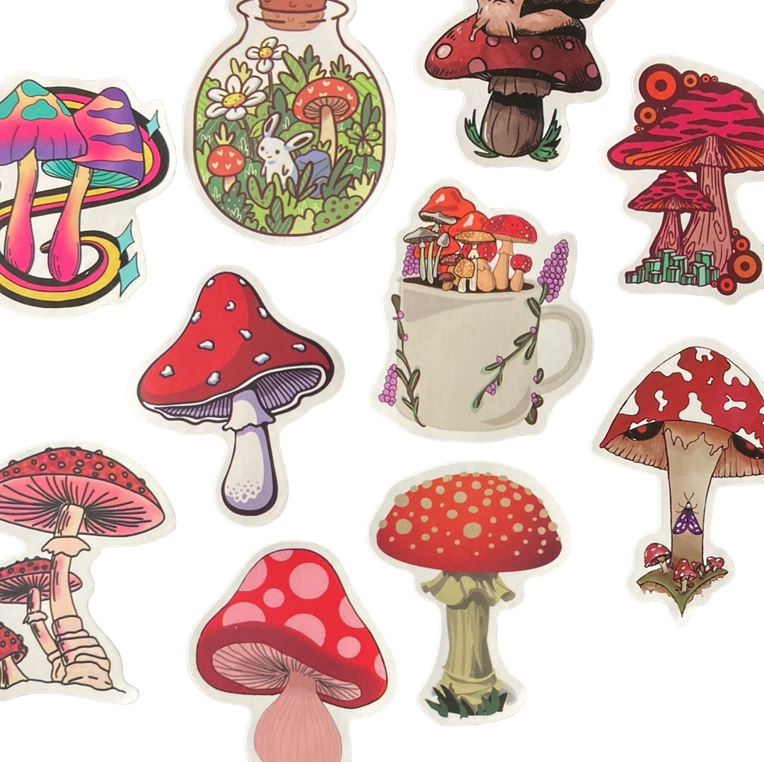 Cartoon Mushroom 10pc Bag of Stickers