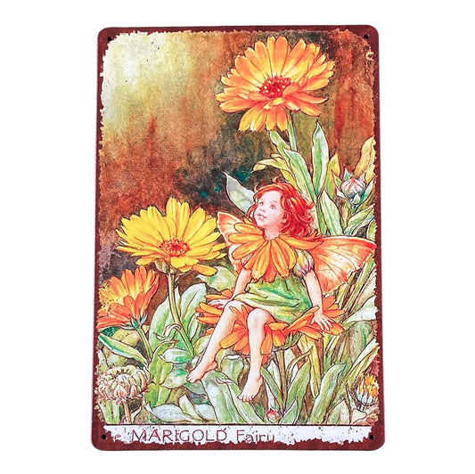 Marigold Flower Fairy Metal Wall Art