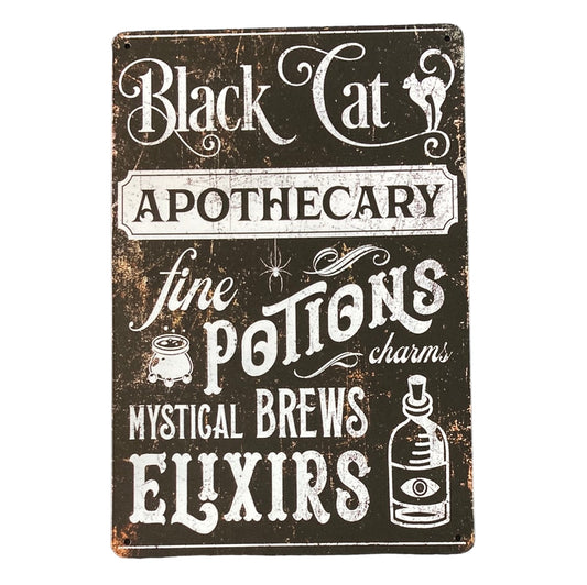 Black Cat Apothecary Metal Wall Art