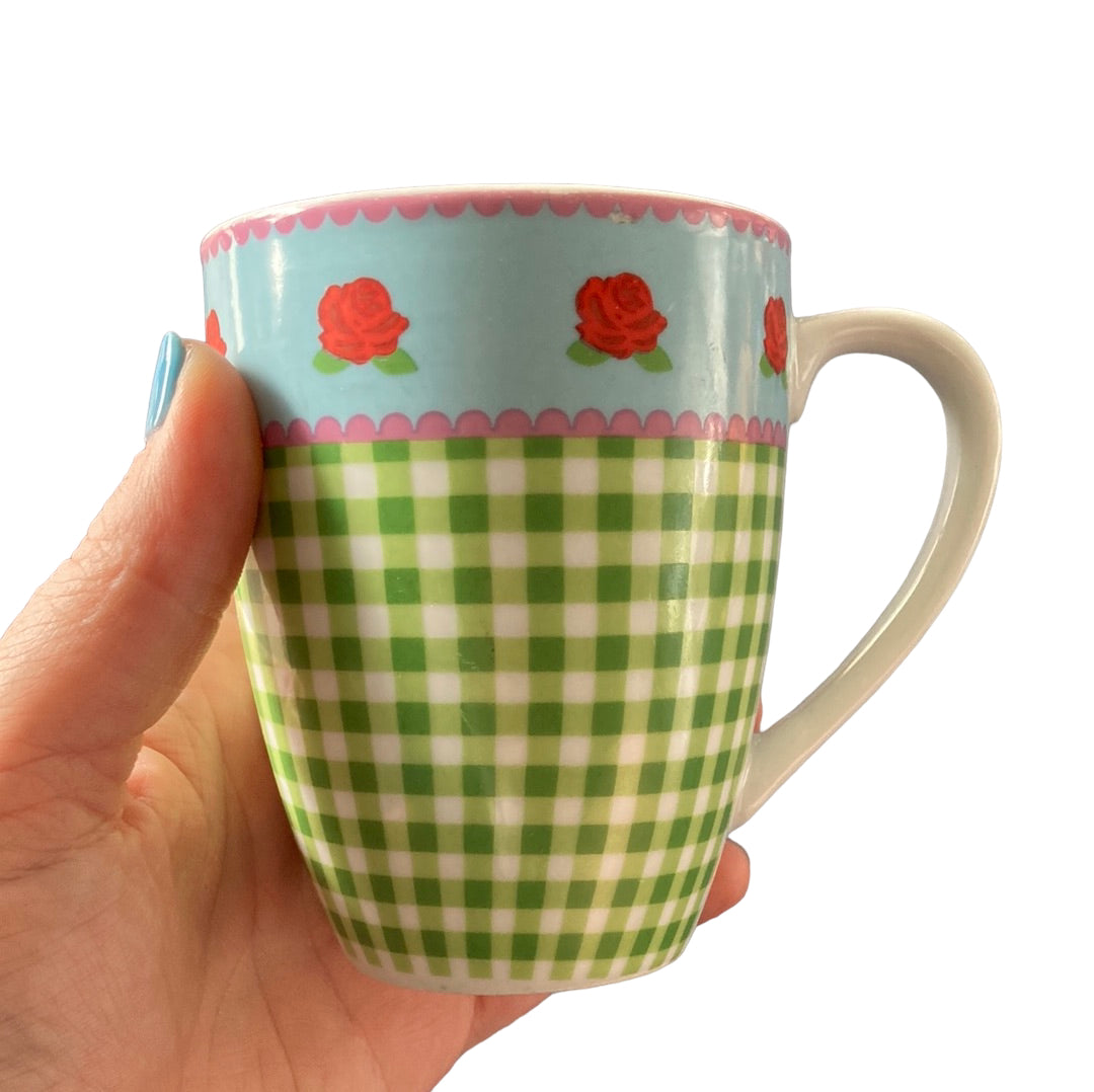 Rose Gingham Tea Cup