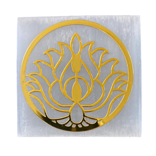 Satin Spar Gold Lotus Square