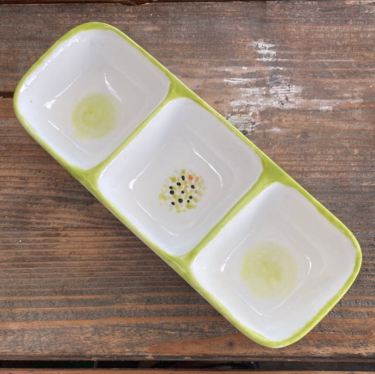 Triple Trinket Tray with Green