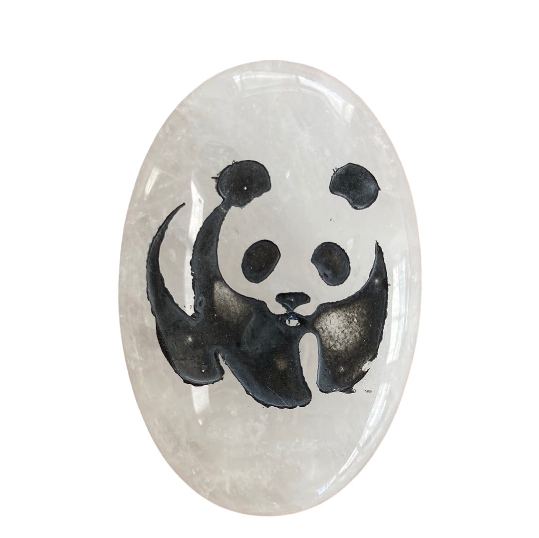 60g Clear Quartz Panda Palm Stone