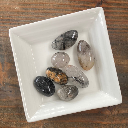 10-15g Black Tourmaline in Quartz $4 tumble