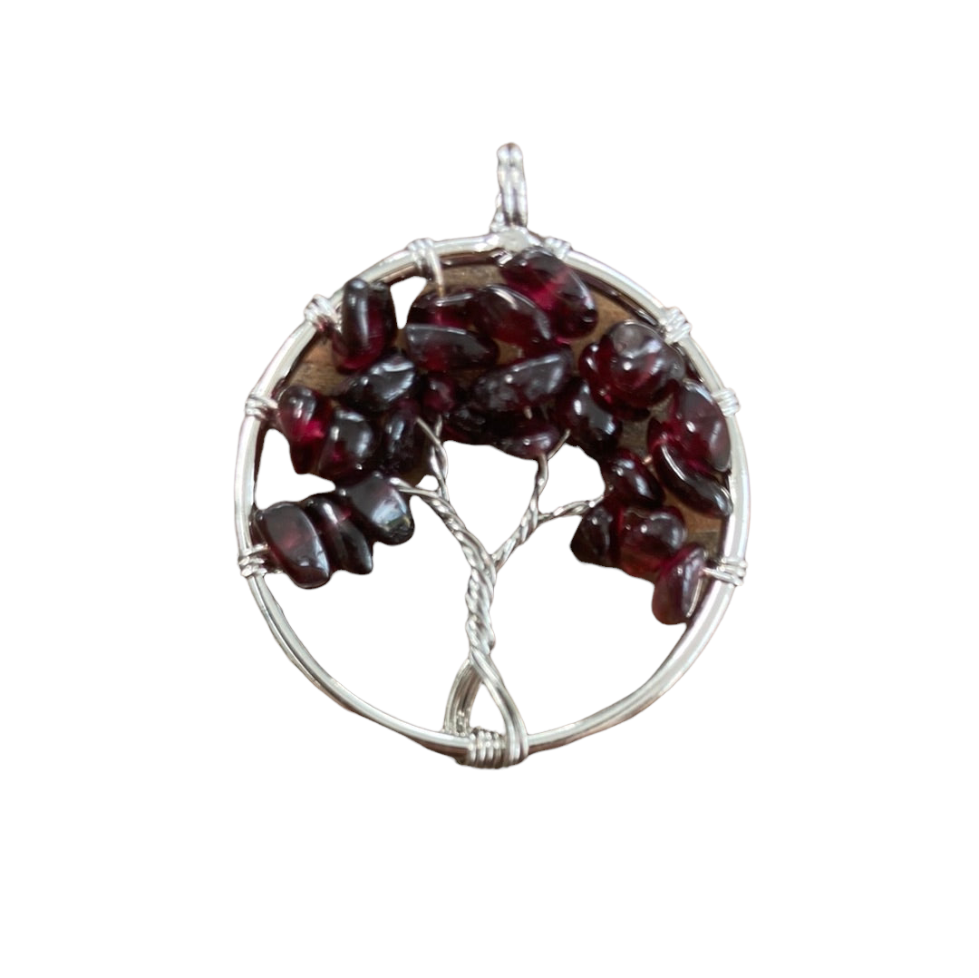 Garnet Tree of life Pendant-crystal-pendant-for-necklace-nz