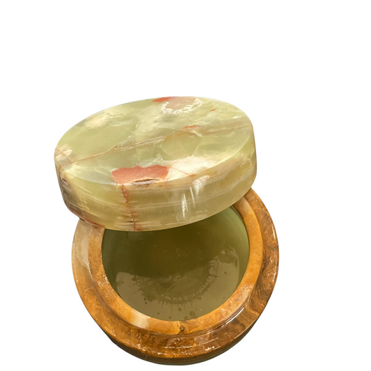 Green Onyx Round Jewellery Box