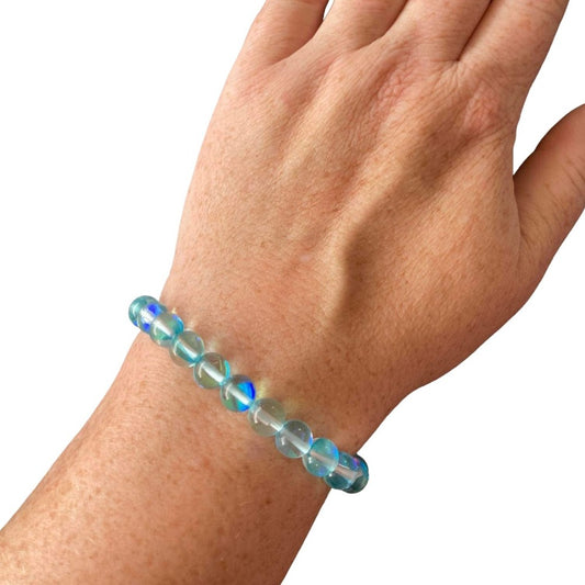 Blue Aura Opalite 8mm stretch bracelet