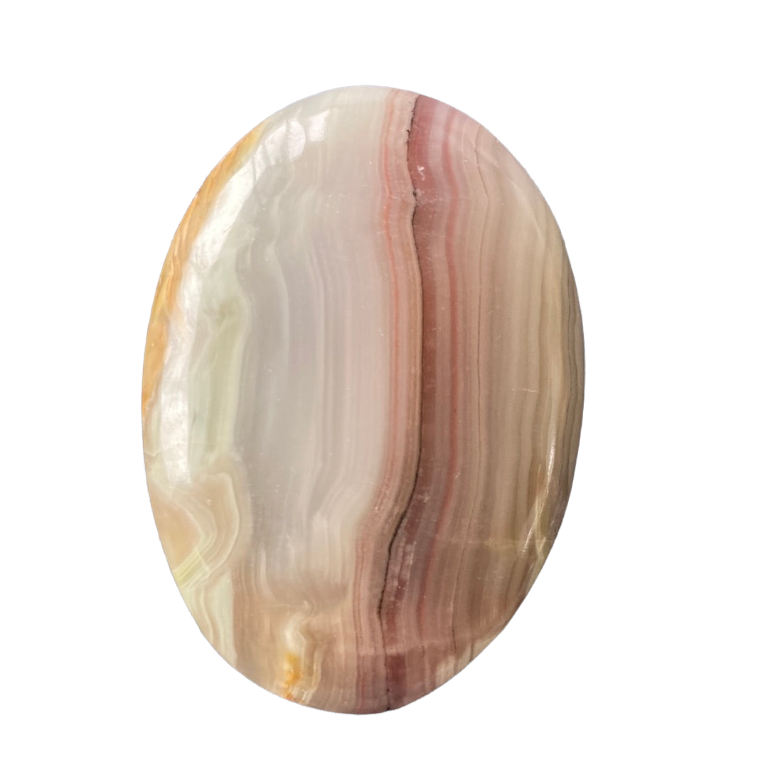 106g Pink Banded Onyx Palm Stone