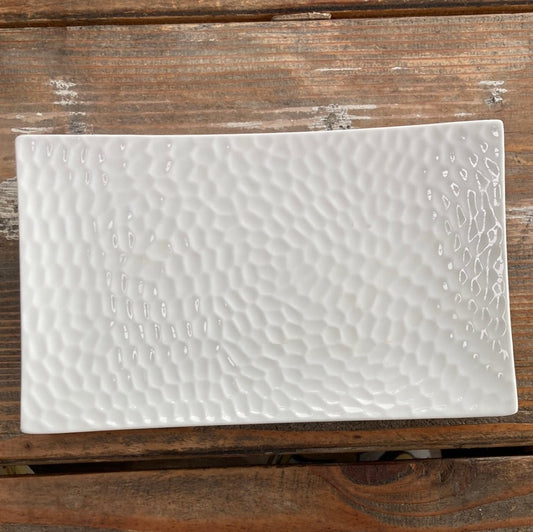 Rectangle textured white trinket tray