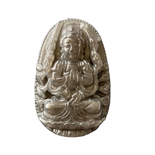 Silversheen Obsidian Praying Buddha Pendant