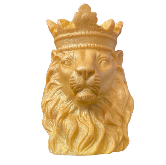Gold Lion Head Sphere Stand