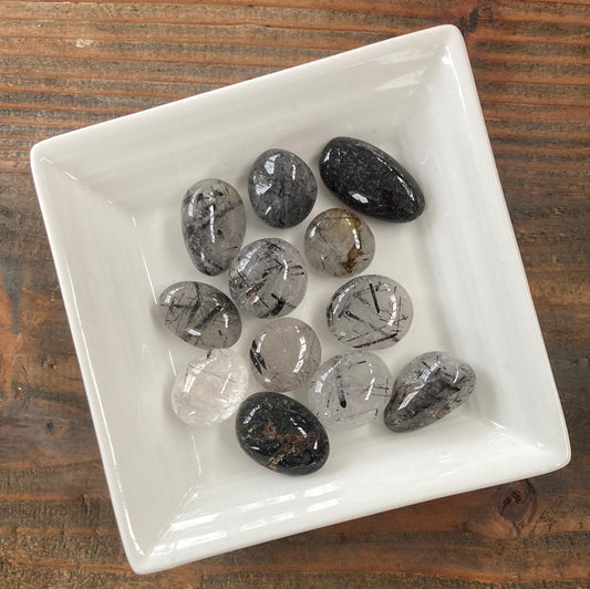 5-10g Black Tourmaline in Quartz $3 tumble