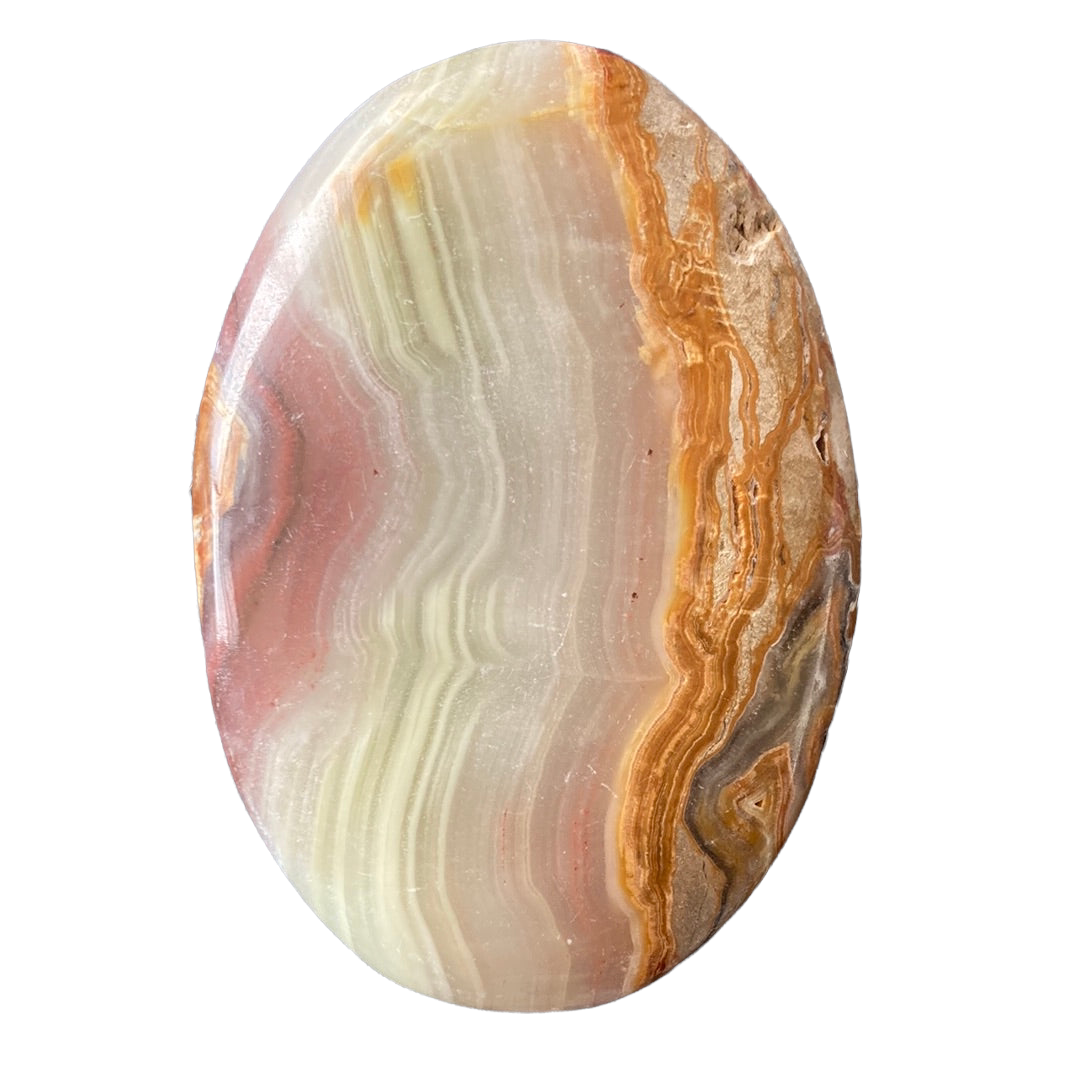 92g Pink Banded Onyx Palm Stone