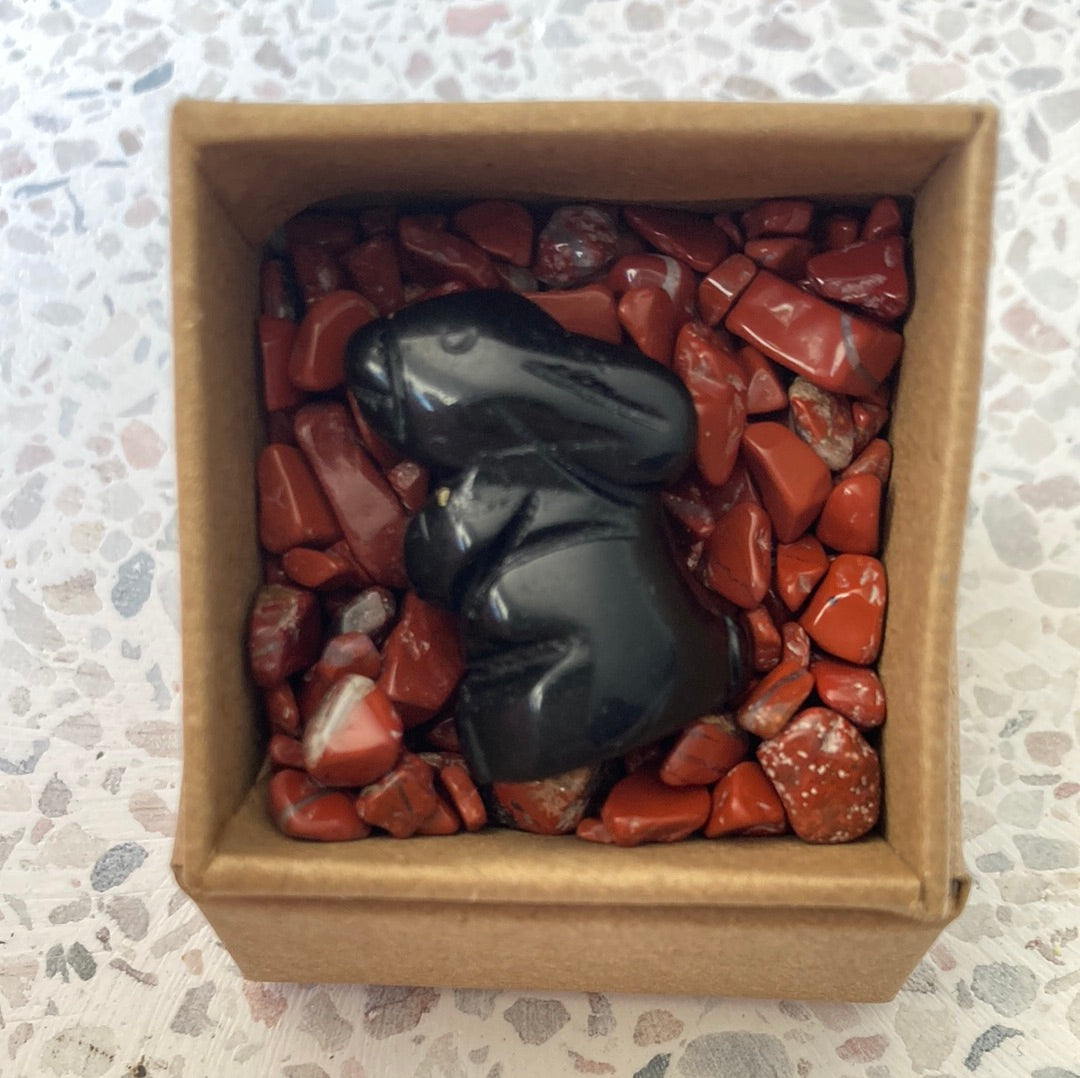 Black Obsidian bunny gift box